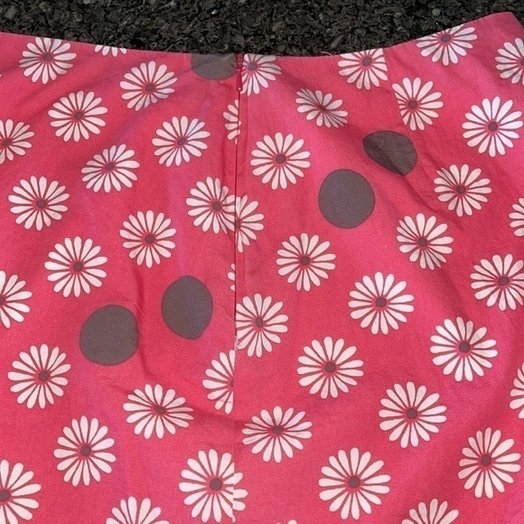 Boden Pink And White Daisy With Brown Dots A Line Skirt - Picture 6 of 6